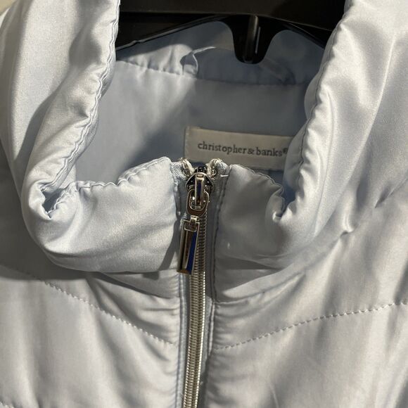 Christopher & Banks Powder Blue Vest XL Zip Front Pockets Soft Pastel Layering - Picture 10 of 11